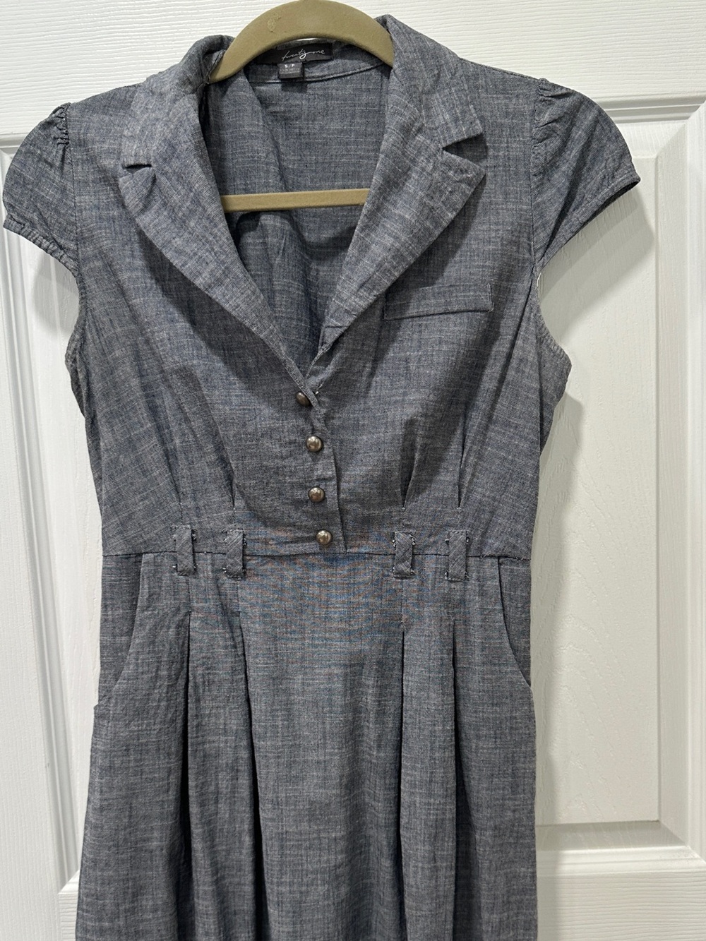 Forever 21 Blue Cap-Sleeve Collared Midi Dress